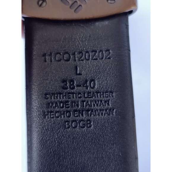Columbia Belt Synthetic Leather Men's 38 Brown Black Stitched Adjustable - Picture 8 of 9